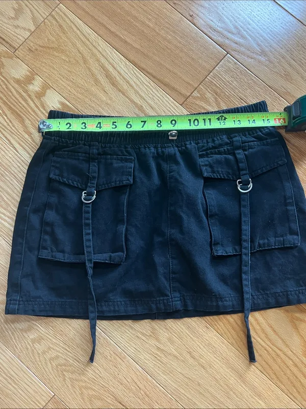 forever 21 Black Utility Mini Skirt with Cargo Pockets whimsygoth festival vibe - Image 3