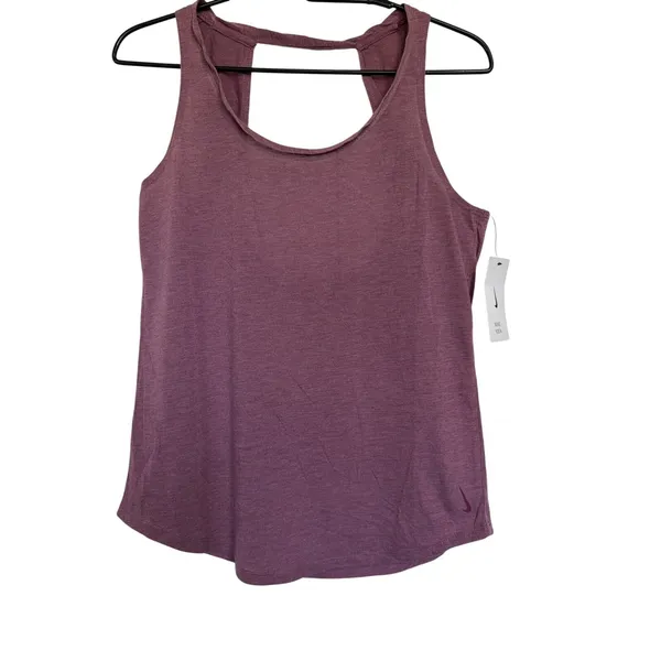 Nike Yoga‎ Womens Open Back Training Tank Top Plum Dust CJ3687-671 Small NWT - Image 3