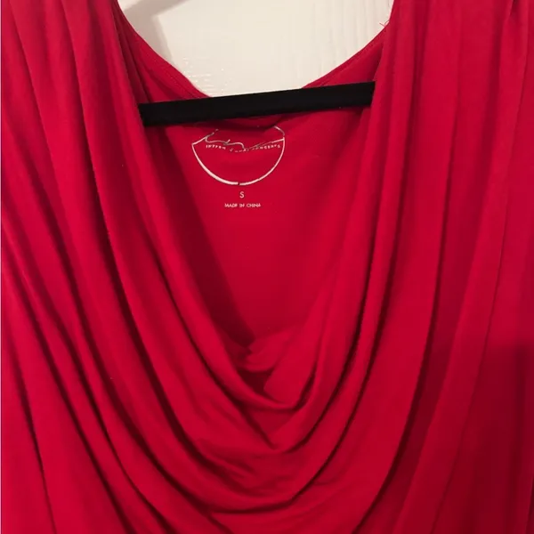 INC International Concepts Red Cowl Neck Sheath Midi Dress - Image 2