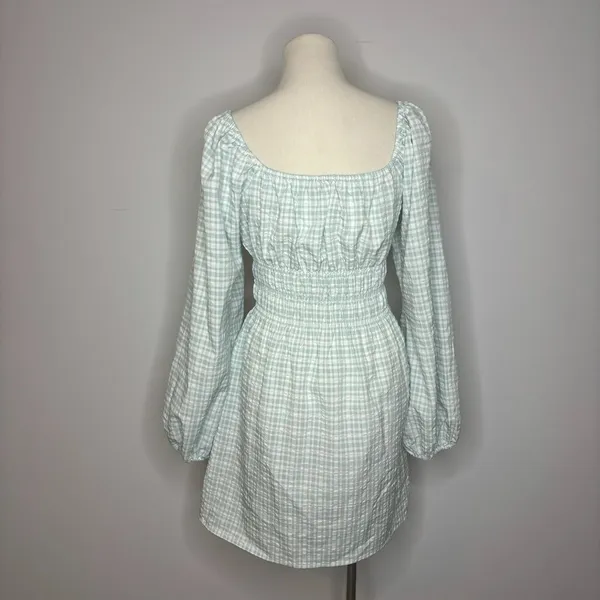 Leyden- Blue & White Gingham Long Sleeve Dress - Image 3