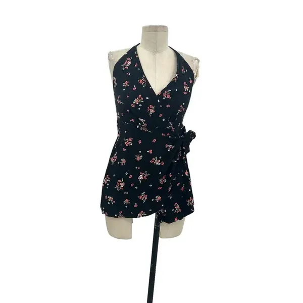 Free People Tango at Night Black Floral‎ Print Wrap Romper Size 2 - Image 3