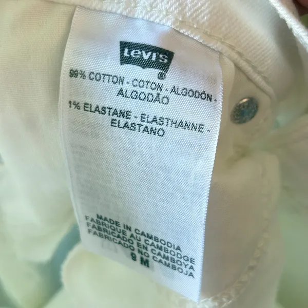 Levis 524 Too Superlow Skinny Jeans White‎ Denim Low Rise Womens 16x31 - Image 13