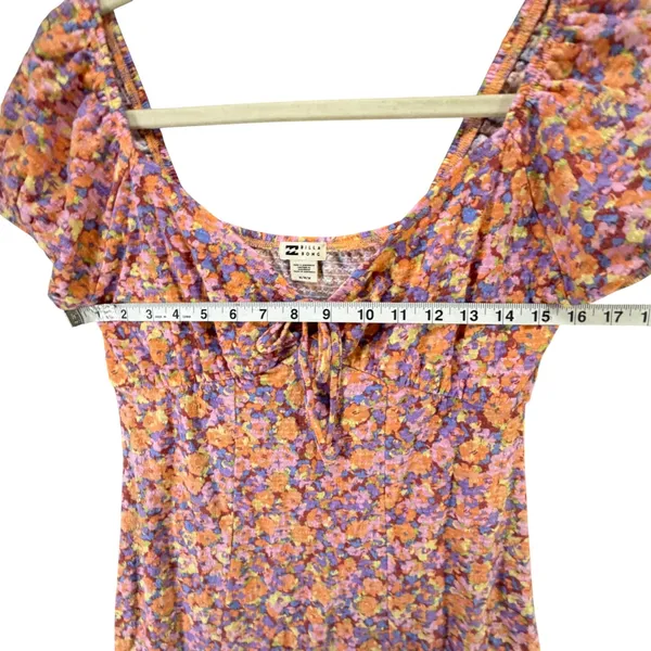 Billabong Dream Girl Mini Dress Womens M Orange Floral‎ Cottagecore Soft Girl - Image 6