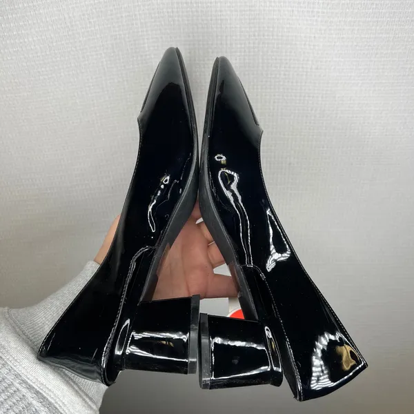 CIDER‎ Black Patent Leather Square Toe Slingback Block Heel Shoes Size 41 - Image 8