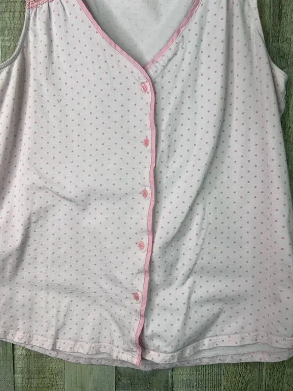 Pink K Pink Button Front Med. Sleeveless PJ Set Matching Pants Stretch Waistband - Image 5