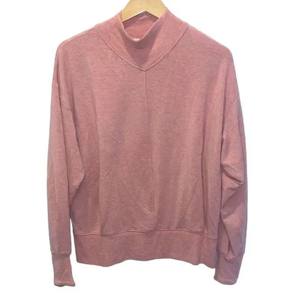 Athleta Apollo Mock Crewneck Sweatshirt Conch Pink Heather Size Small‎ - Image 3
