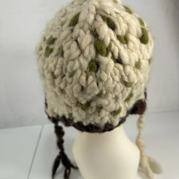 NIRVANA DESIGNS Nepal Cable‎ Knit Wool Trapper Hat With Faux Fur Unisex Grunge - Image 6