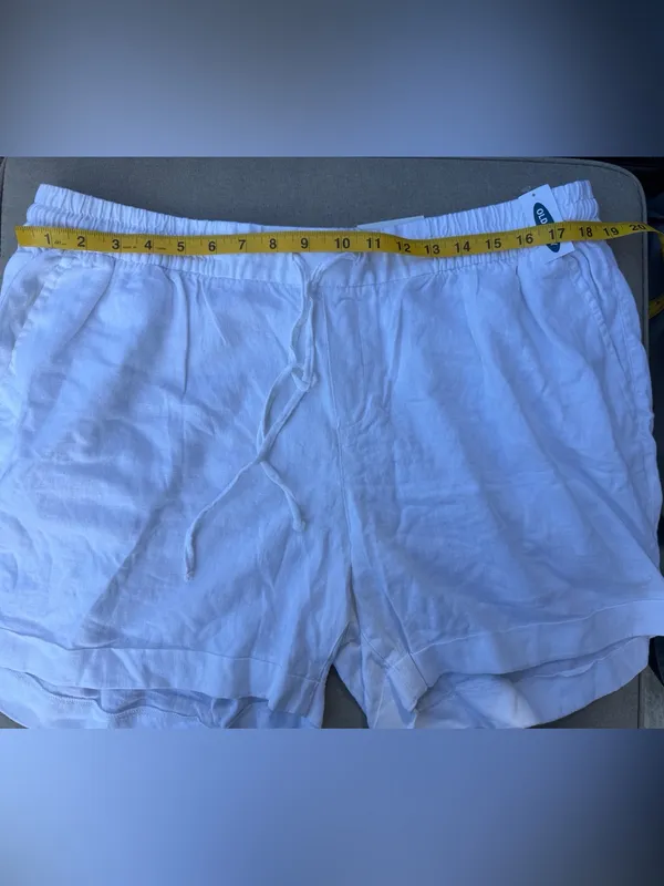 Old Navy White Linen-Blend Drawstring Women’s Shorts size XL NEW - Image 7