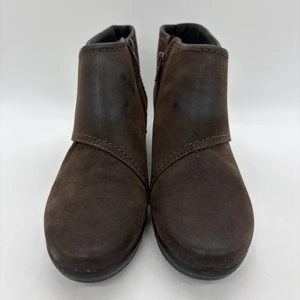 Clarks Cloudsteppers Womens 7.5 Caddell Rush Ankle Bootie Dark Brown Side Zip - Image 3