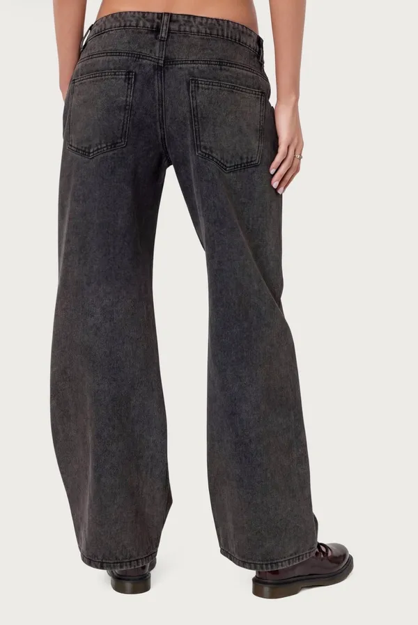Raelynn Edikted Black Low-Rise Jeans Washed - Image 2