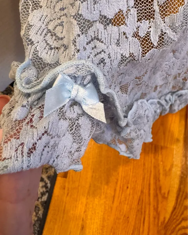NWT Beginning Boutique Baby Blue Lace Mini Dress Sheer 6 S Babydoll - Image 10