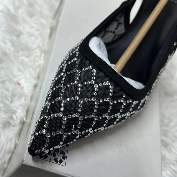 a new day Black and Silver Mesh Kitten Heel Pumps with Sequins Embellished - Image 10
