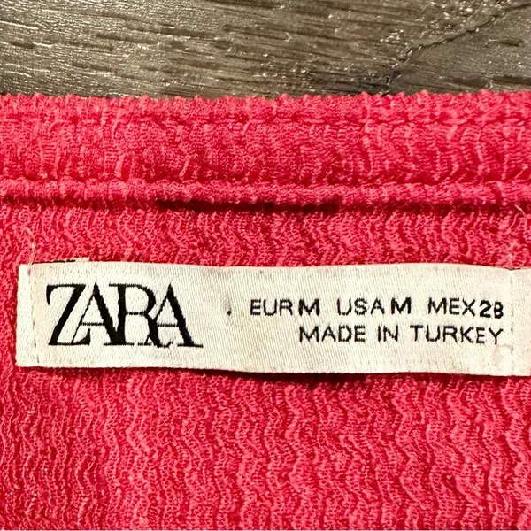 Women's Zara‎ Cinch Front Short Sleeve Crop Top Bright Pink Size Medium - Image 5