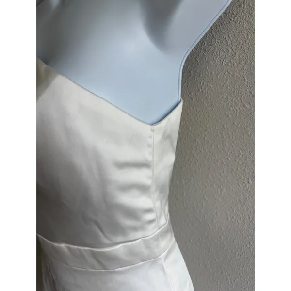 NWT IEENA Mac Duggal Mini Dress 6 White‎ One Shoulder Satin Bow Bridal #B865 - Image 12