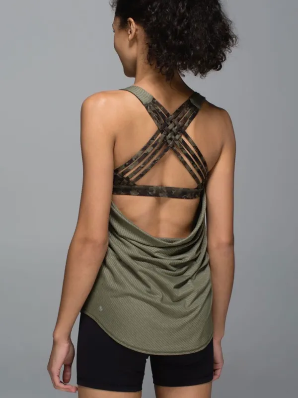 lululemon free to be wild built in bra tank top heathered camo green 4 - Image 2