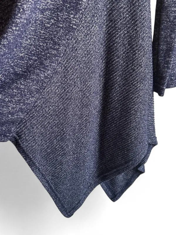 Women’s Navy Long-Sleeve Asymmetric Hem Heathered Tunic Top size S/M - Image 5
