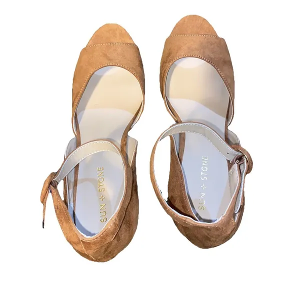 Sun + Stone Womens Reeta Faux Leather Peep Toe Platform Sandals Shoes Sz 11 - Image 5