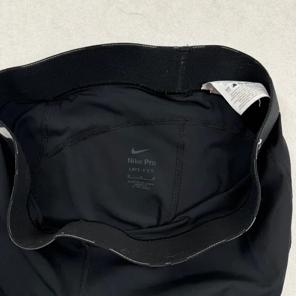 Nike Pro Dri-FIT Women’s Compression Shorts Medium Black Logo Waistband - Image 3