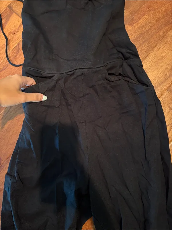 Reformation Oregano Jumpsuit Lace Up Back Linen Black Size 4 - Image 6