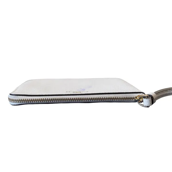 Coach New York Corner Zip Ivory Cream Leather Gold Hardware Pouch Wristlet - Image 5
