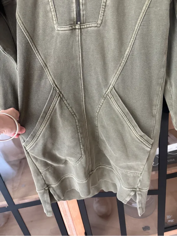 Daily Practice by Anthropologie Meru Mini Dress long sleeve olive 1/4 zip half - Image 7