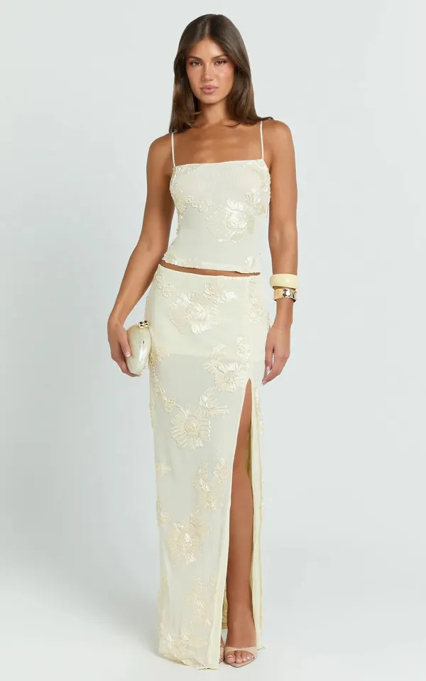 Showpo Set Ivory Top and Maxi Skirt - Image 3