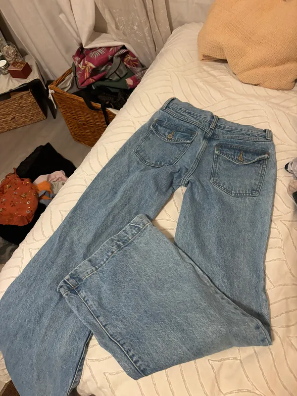 Flare Button Pocket Jeans - Image 8