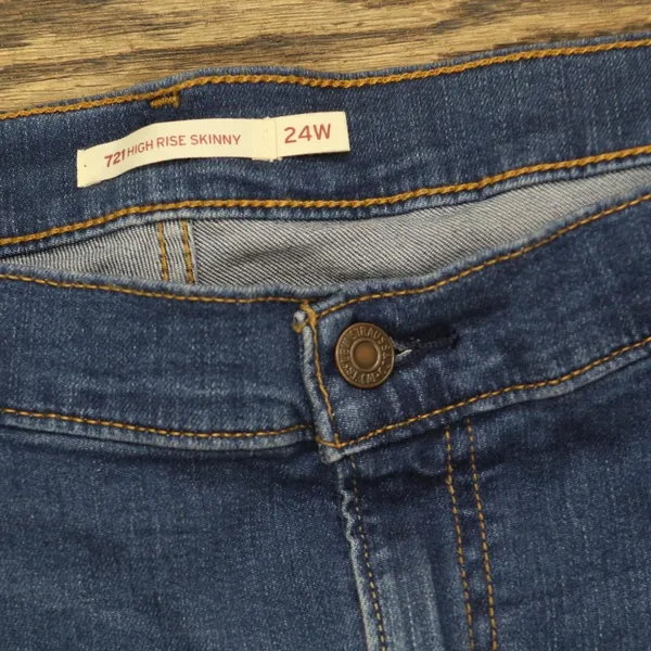 NWT Levis Womens Plus Size 721 High Rise Skinny Jeans Straight Through Blue 24W - Image 8