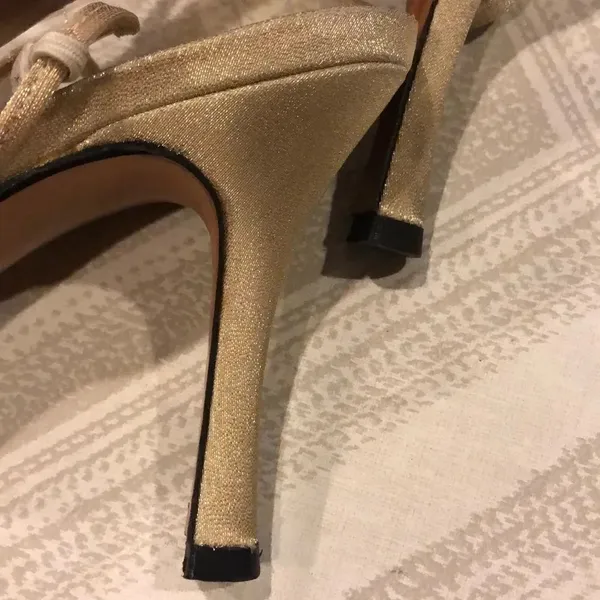 Stuart Weitzman Gold Strap Slingback Formal Heels Size 9 - Image 7