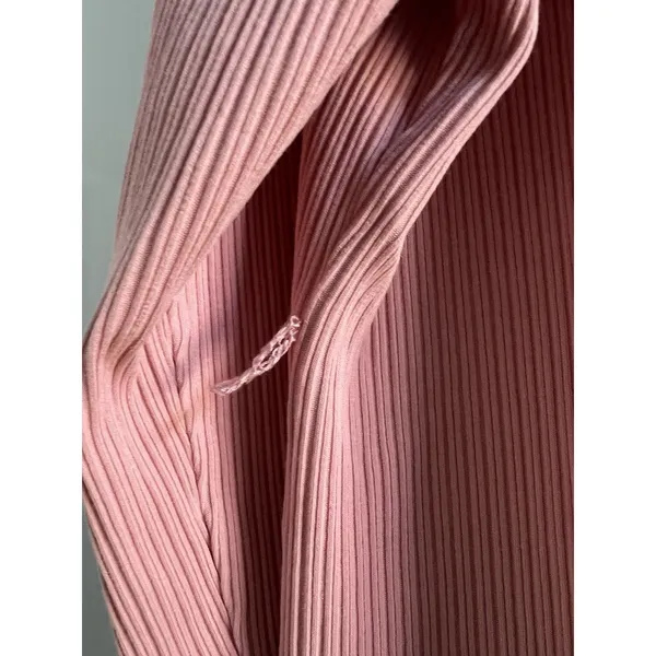 Daily Practice Anthropologie Pink Cream Color Block Ribbed Robe Duster XL - Image 6