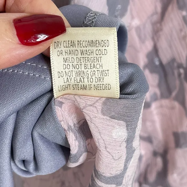 LoveStitch Pink and Grey Floral Sheer Blouse L - Image 11