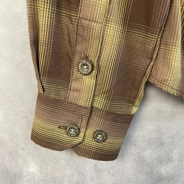 Dixxon Women The Wyatt‎ Shirt Size M Brown Plaid Bamboo Western Rockabilly Ranch - Image 6