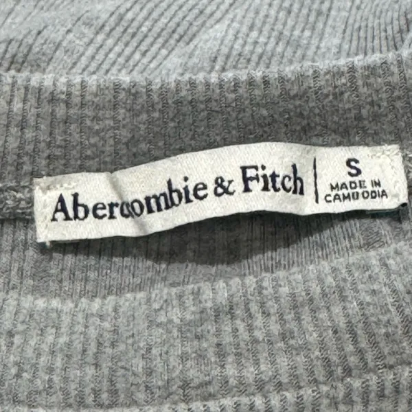 Abercrombie Athletics Abercrombie & Fitch Gray Ribbed Long Sleeve Crop Top Crew Neck Shirt Size Small - Image 7