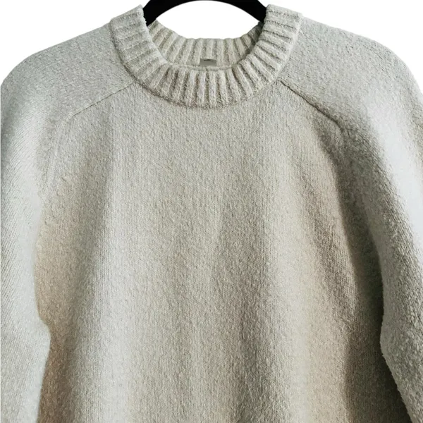 Lululemon Brushed Cotton Merino Blend Crewneck Sweater Ivory Preppy Size Small - Image 3