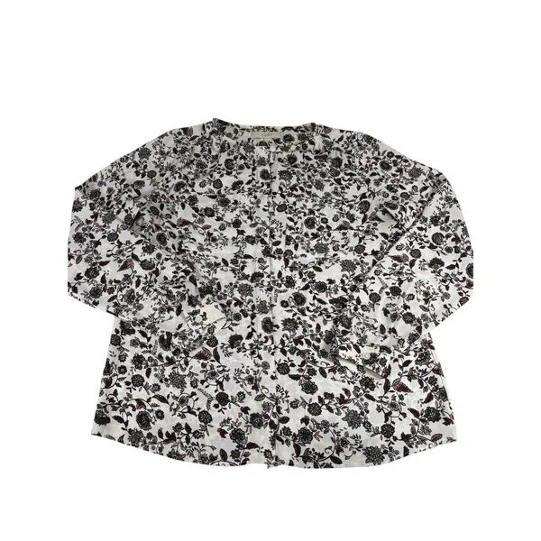 LOFT Black Cream Floral Button Down Blouse Small Office Workwear‎ Professional - Image 4