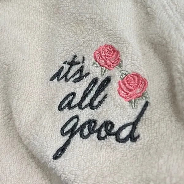 Victoria’s Secret PINK Cream Embroidered Fuzzy Crewneck Sweatshirt Women’s Small - Image 2