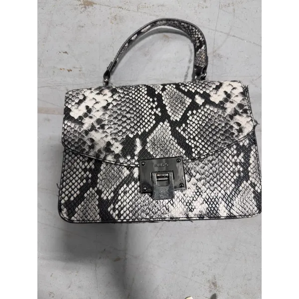 Aldo Snakeskin Print Top Handle Handbag Grey Black Animal Print Satchel Bag - Image 2