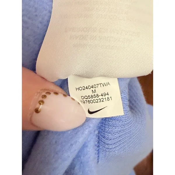 Nike Phoenix Fleece Hoodie Womens Medium Light Blue Cropped DQ5858-494 - Image 6