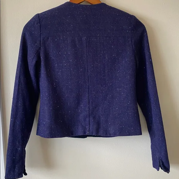GAP Women's Deep Purple tweed Blazer vintage Y2K shoulder pads size 0 - Image 4
