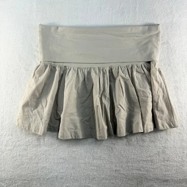 Free People‎ Large Milos Drop Waist Mini Skirt Pumice Stone Beige Fold Over NEW - Image 5