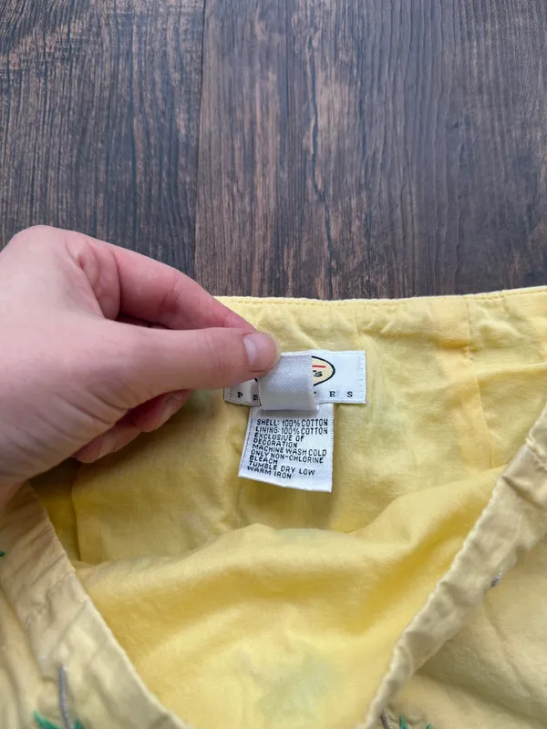 Talbots Petites Women’s Sunny Yellow Embroidered Palm Tree Mini Skirt- Size 4 - Image 4