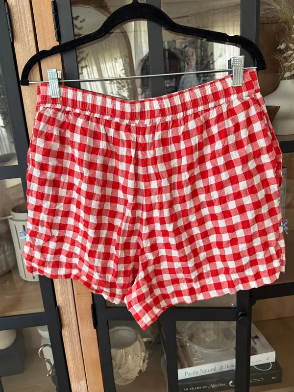 Anthropologie The Wren Boxer Shorts Bow Edition gingham high rise cotton pajamas - Image 5