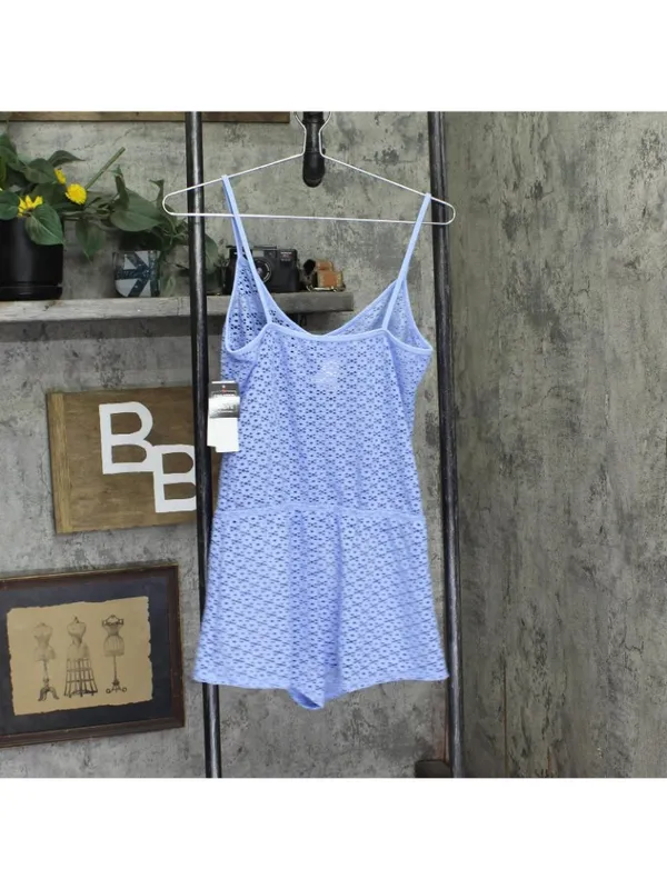 NWT Salt + Cove Crochet Front-Drawstring Romper Cover Up Cornflower Blue XS - Image 3