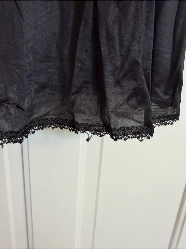 Vintage Sears Black Antron Nylon Full Slip Lace Trim Size 38 Flawed - Image 4