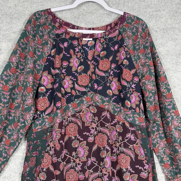 CAbi Size-L Festive Maxi Dress Retro Floral Paisley Print Blue Burgundy - Image 12