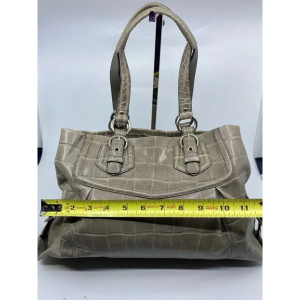 COACH Animal Embossed Leather Gray Shoulder Bag - Image 4