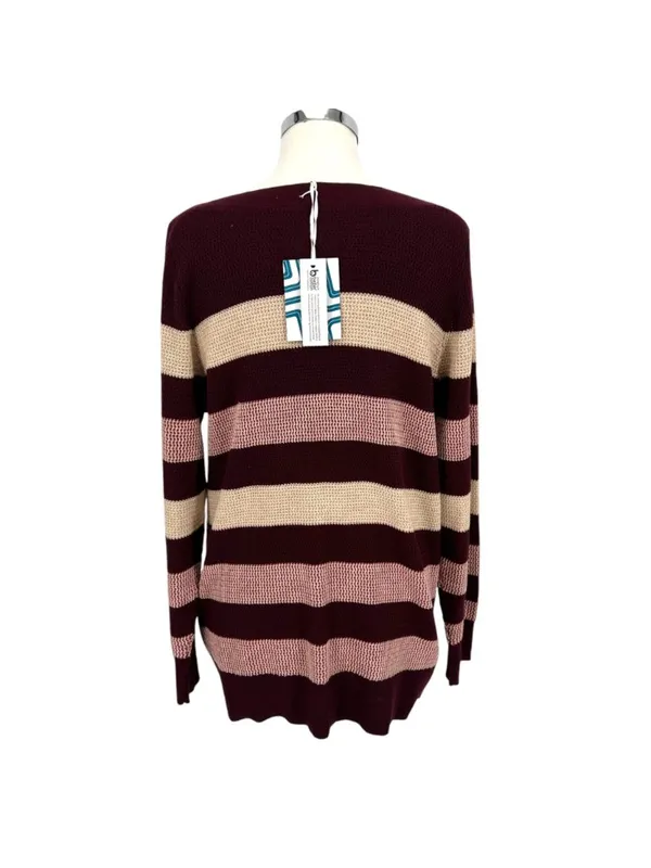 Market & Spruce Striped Boatneck Sweater Burgundy Pink Cream Size 2X NWT - Image 6