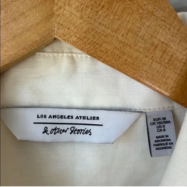& OTHER STORIES Linen Blend Tie-Front Shirt Blouse - Image 5