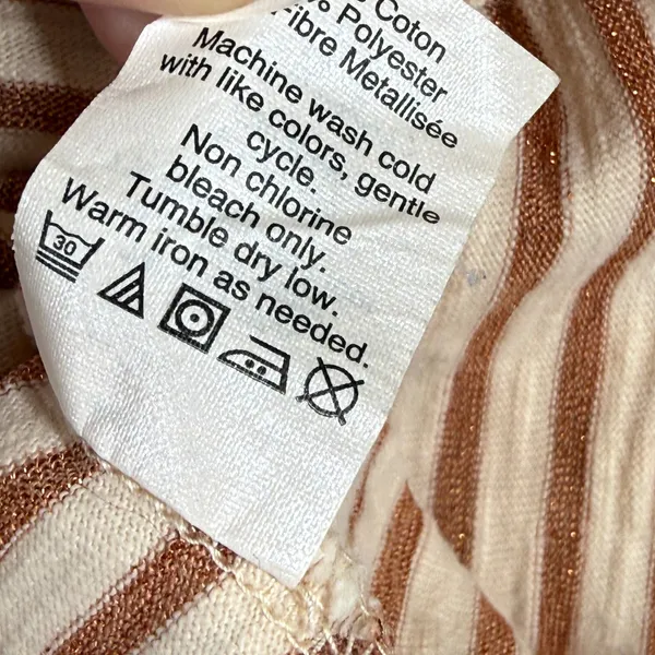 J.Crew Artist T Womens Small Cream Copper Metallic Striped Boat Neck Shirt F4264 - Image 7