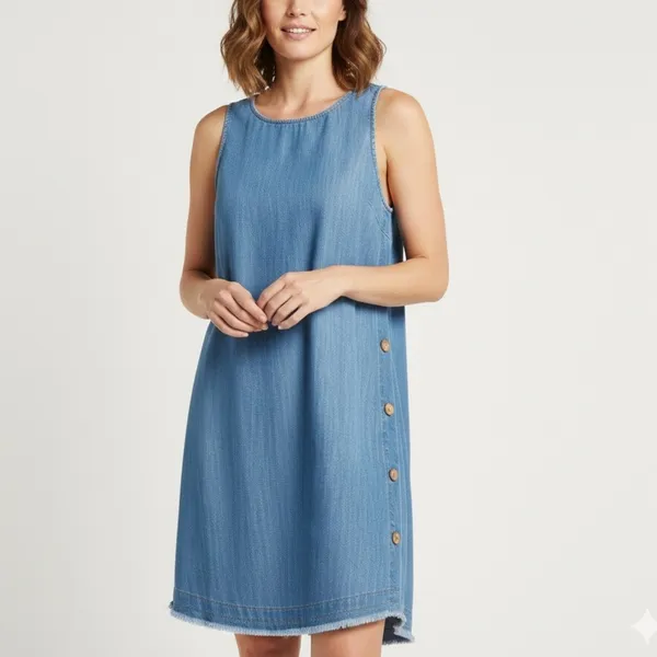 NEW Universal Thread jean Chambray Dress XSMALL blue denim bohom coastal - Image 3